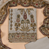 Organza Beige Unstitched Suit